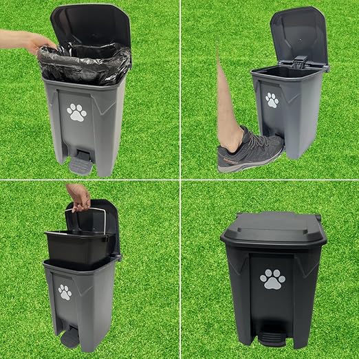 Dog Poop Trash Can Outside 20L with Waste Bags Outdoor Dog Poop Trash Can for Backyard with Lid Odorless Waterproof Foot Pedal and Removable Inner Bucket