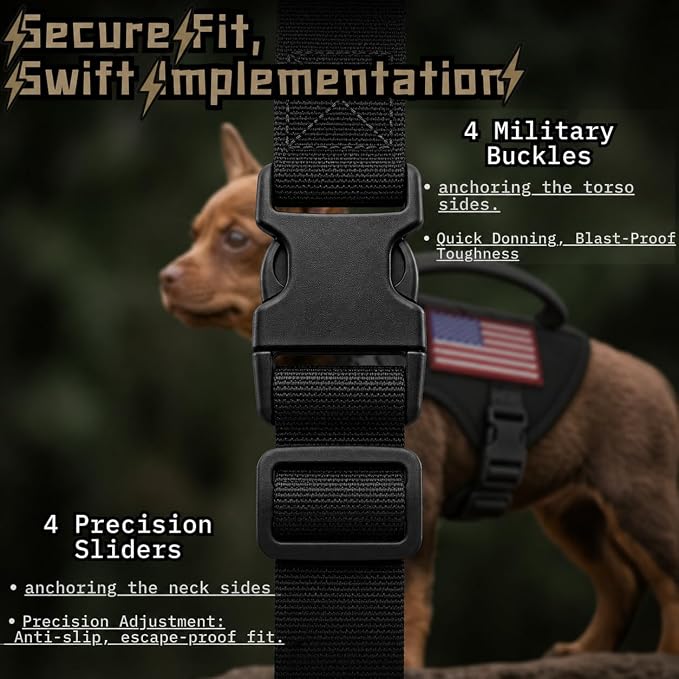 Tactical Dog Harness for Small Puppy, Escape Proof No Pull Military Dog Vest with Vertical Handle, Adjustable XS Puppy Harness with Chest Support Pad, Breathable Mesh, 2 Patches, Black