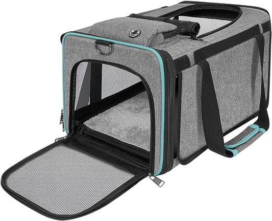 GAPZER Cat Carrier American, United, Delta Airline Approved/Soft-Sided Pet Travel Bag for Medium Cat 15+ lbs Small Dog Traveling Crate Under 15 Pounds TSA Approved Carrying Cage Underseat Cabin Gray