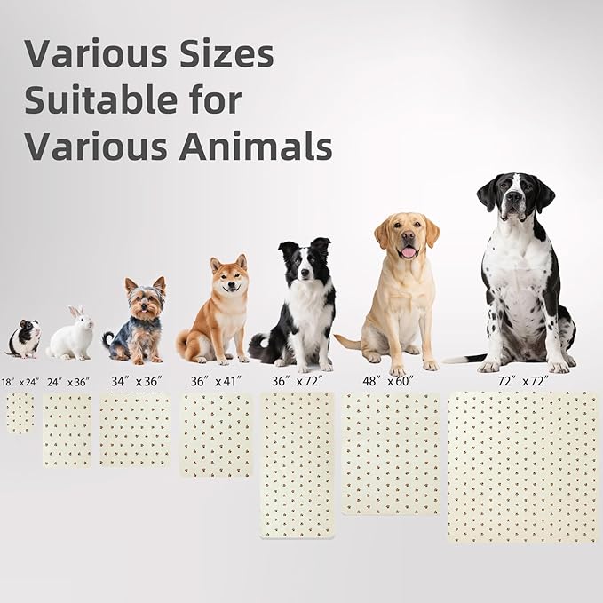 PUPTECK Washable Pee Pads for Dogs - Waterproof Reusable Puppy Potty Training Pads Whelping Mat - Fast Absorption Non-Slip Pet Food Feeding Mat (Beige, 24x36 Inch (Pack of 4))