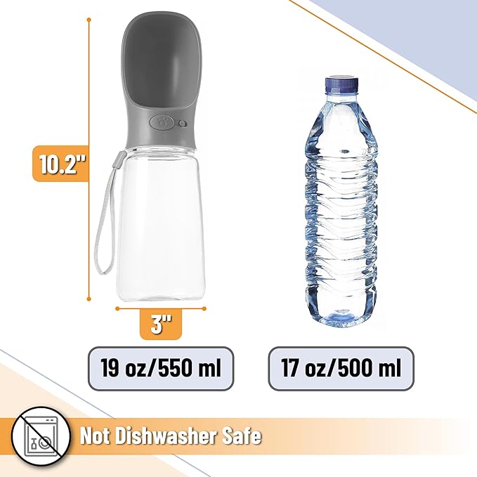 Mr. Pen- Portable Dog Water Bottle, 19 oz, Large | Leak Proof Puppy Water Dispenser with Drinking Feeder for Pets, Outdoor Walking, Hiking, Travel, Not Dishwasher Safe