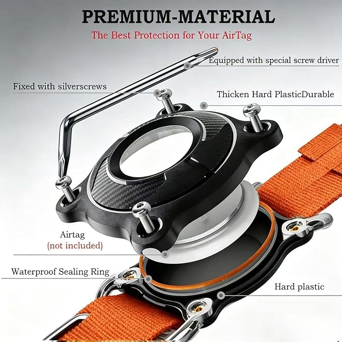AirTag Dog Collar for Large Dogs Tactical Dog Collar with AirTag Holder | Upgrade Waterproof,Control Handle,Quick-Release Metal Buckle,1000D Nylon Fabric,Soft-Padded Webbing,Velcro Patch(Orange,XL)