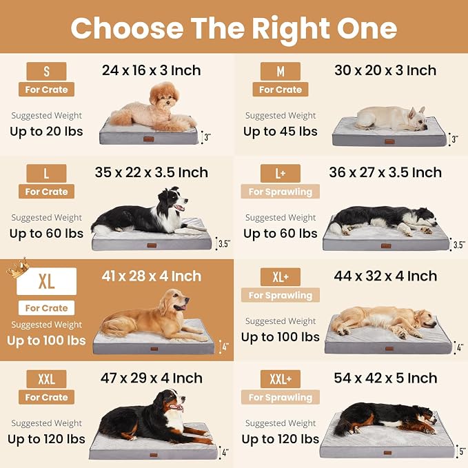 OhGeni Orthopedic Waterproof Dog Bed for Large Dogs, Machine-Washable Removable Cover in Easy-Clean Fabric, Reversible Memory Foam & Easy-Carry Handle, Suitable for Crate, 41 inch (Pink)