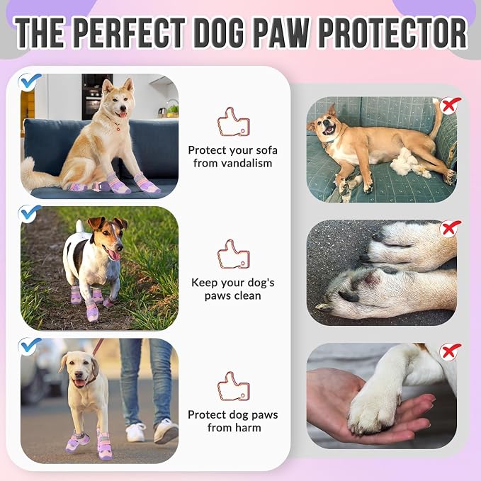 SlowTon Dog Shoes for Large Small Medium Dogs - Breathable Dog Boots for Summer Hot Pavement, Paw Protector for Outdoor Walking Winter Snow, Anti-Slip Rubber Dog Booties for Hardwood Floor (PI, 3)