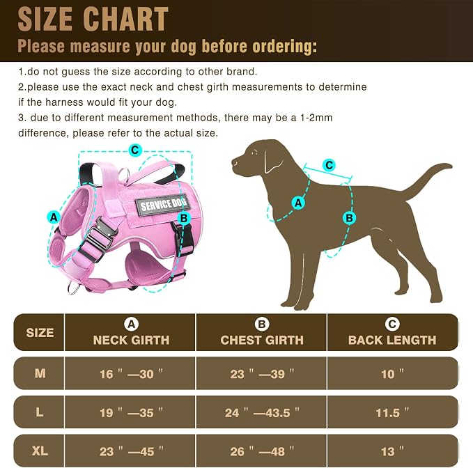 2X Metal Buckle Service Working MOLLE Dog Vest with 10 Pet Patches | Tactical Dog Harness for Medium Dog, No-pull Military Working Vest for Training Hunting Walking，2x D Rings for Leash Clip