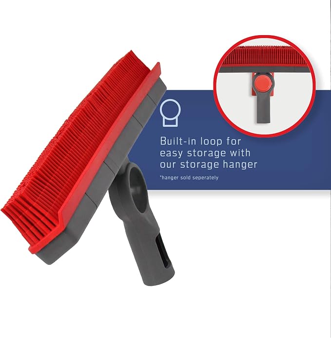Premium Rubber Floor Brush with 11.5-Inch Squeegee & Stainless Steel Handle - for Carpets & All Surfaces - Pet Hair Fur Remover Broom - Extendable up to 56 Inches