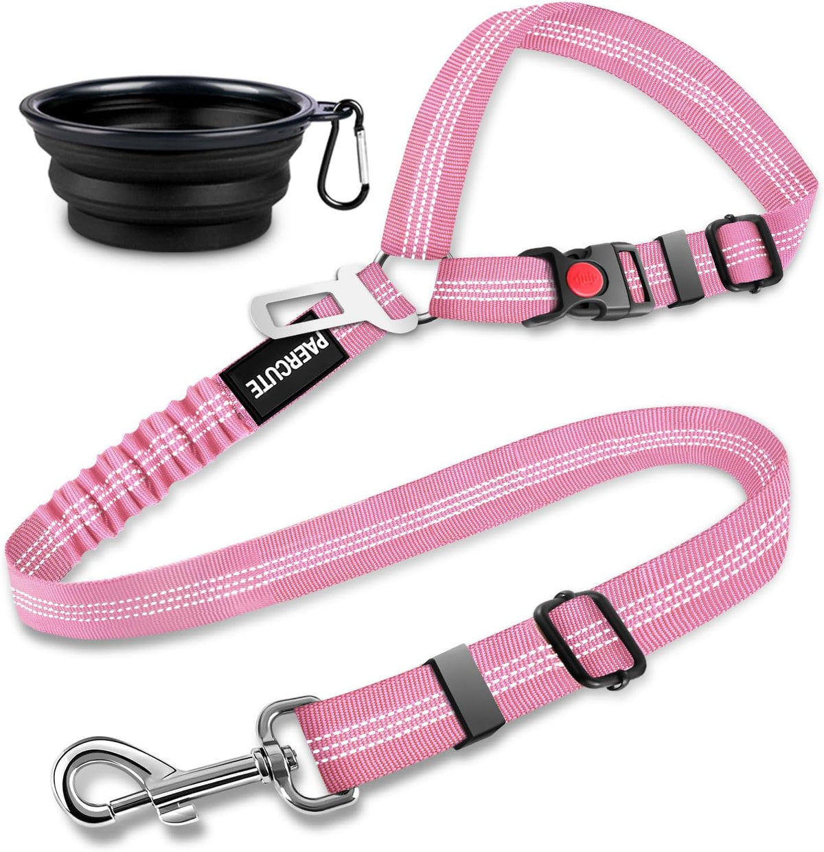 2 Piece Set Retractable Dog Car Seatbelts - Adjustable Pet Seat Belt for Vehicle Headrest Restraint - Heavy Duty & Elastic & Durable Car Harness