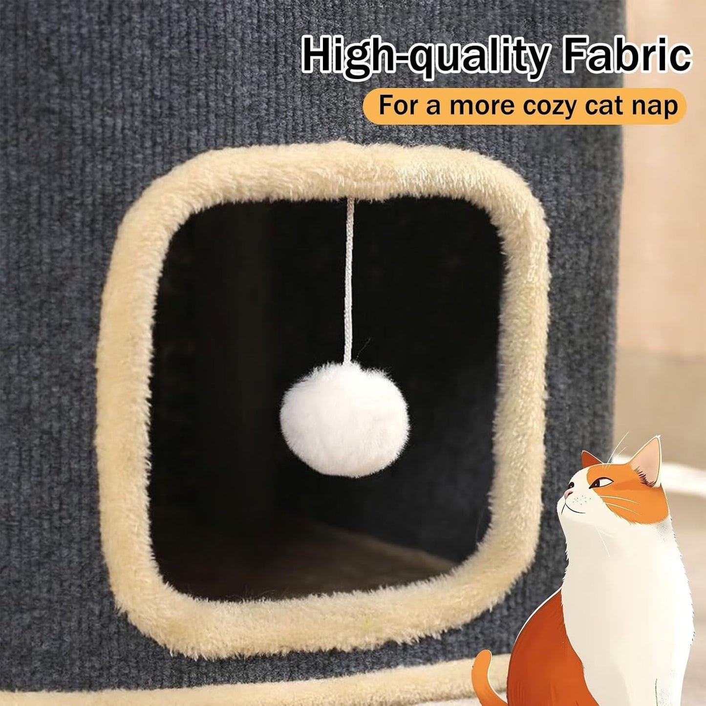 Cat House for Indoor, Multi-Level Cat Condo Foldable Cave Bed (2-Level)