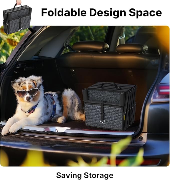 Veehoo Foldable Dog Steps for Car Truck SUV, Collapsible Large Dogs Stairs | 4 Steps Folding Dog Ramp for Cars Portable Pet Ramps Ladder Heavy Duty Non Slip for Trucks Vehicle 17" Wide, Up to 200lbs