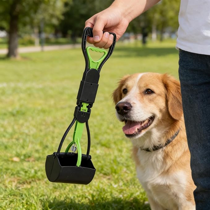 Dog Pooper Scooper Long Handle Pooper Scooper Set Pooper for Dogs -Outdoor Cleanup Tool Foldable -Portable Pet Waste Pick Up Set