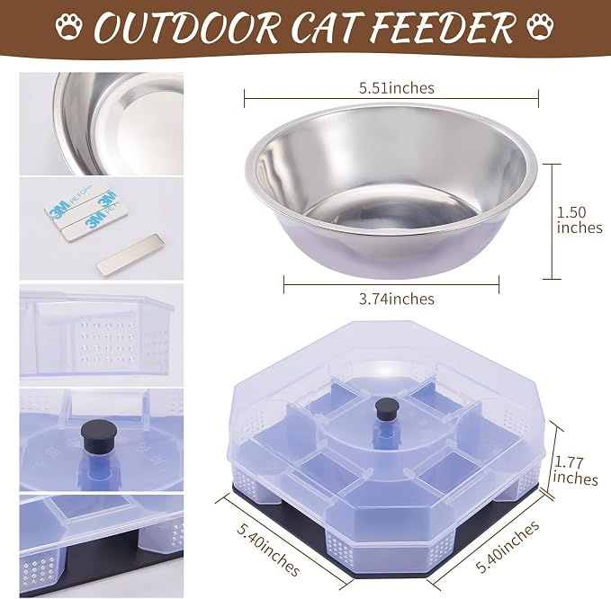 Wellness Pet Food Tray for Ant, Cat Food Bowls Tray Dog Feeding Station Outdoor Feeder Plastic Shelf with Lip for Small Dogs Feral Cats