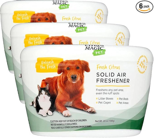Citrus Magic Pet Solid Air Freshener, Pet Odor Eliminator for Home, Odor Absorber for Dog & Cat Areas and Litter Boxes, Fresh Citrus, 20 Ounces (Pack of 6)