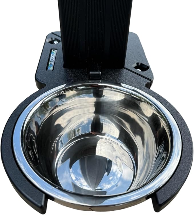 Dock Mounted Dog Bowl & Holder – UV & Rust-Resistant, Marine-Grade, Easy No-Drill Installation, Made in The USA- Fits a 3" Square Post