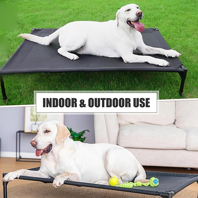 Elevated Dog Bed, Raised Dog Bed with Steel Frame and Breathable Mesh, All - Season Outdoor Dog Bed for Camping Park Backyard, Includes 4 Non - Slip Mats and Tube Covers (XL (40.9 X 25.2in))