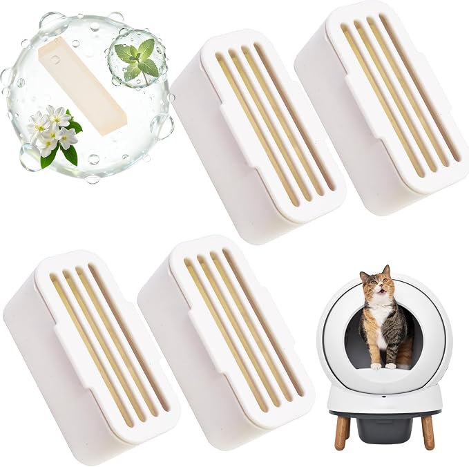 4Pcs Deodorant for PetSafe ScoopFree SmartSpin Self-Cleaning Cat Litter Box, Cat Friendly Natural Plant-Based Odor Suppression