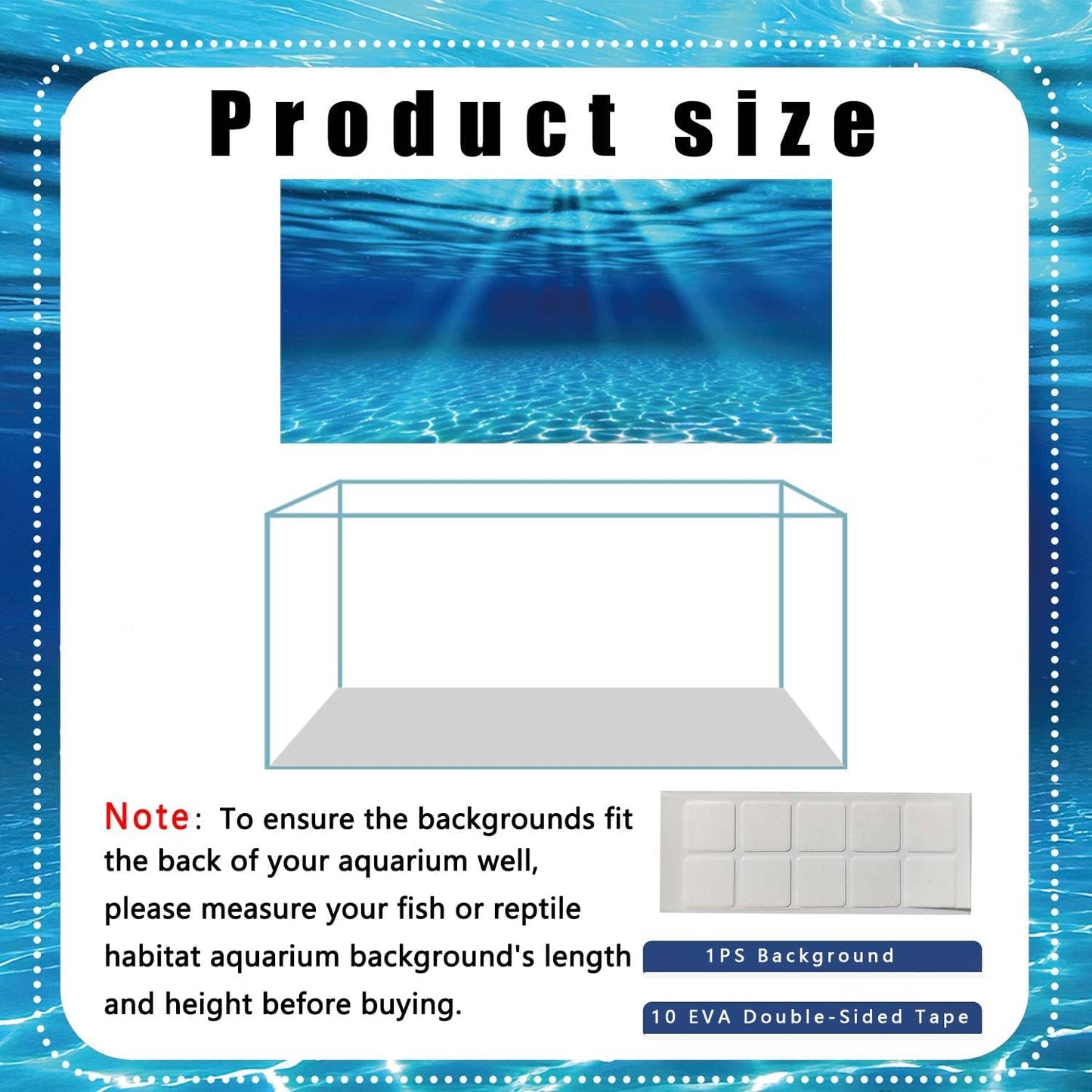 Natural Undersea Aquarium Background, Underwater Ocean Sunlight Fish Tank Background 36X24IN with 8 EVA Double-Sided Tape
