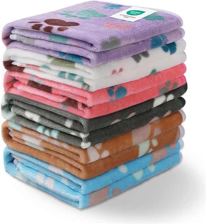 Luciphia 1 Pack 6 Dog Blankets Cat Soft Fluffy Fleece Pet Blanket Warm Cute Print Design Puppy Kitten Doggy Paw Small(23"x16")