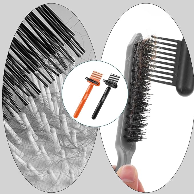 2Pcs 2-in-1 Hair Brush Cleaner & Remover Tool Brush Cleaning Tool Comb Cleaner Effective Hairbrush Cleaner Hair Brush Remover Rake for Man Woman Home Travel Salon Removing Hair Dust