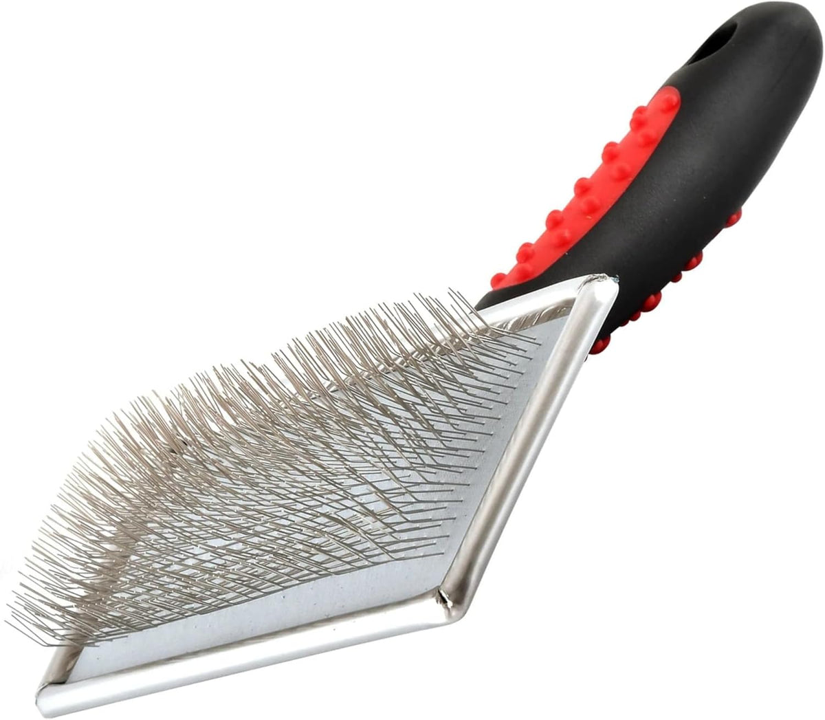 Jeffers Non-Slip Slicker Brush for Pets – Medium Size, Soft Pins, Red & Black – Detangling Grooming Tool for Dogs & Cats with Short, Long, Thick & Curly Coats – Comfortable Grip Pet Comb