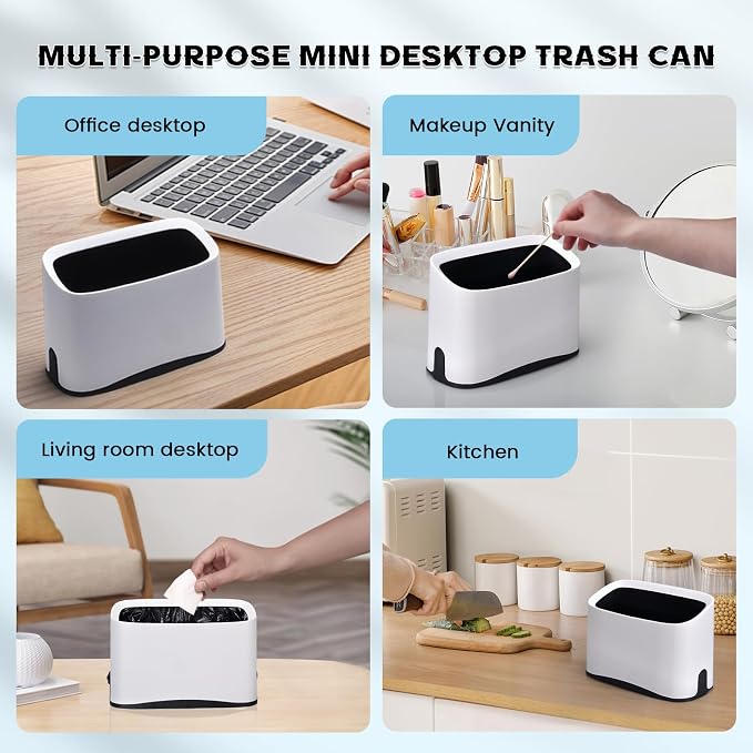 Cat Litter Scoop Holder Universal Scooper Storage Caddy for Most Kitty Poop Shovel, Durable Removable Pet Pooper Stand for Plastic / Metal Waste Scoops, Double-Layer Mini Desktop Trash Can - L White