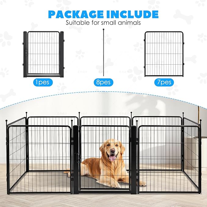 FreePet Dog Playpen for Indoor, Yard, RV Camping, 32 inch 8 Panels for Small and Puppy Dogs, Black│Patented (Black)