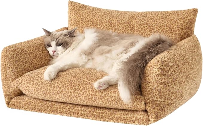 Hollypet Cat Bed Small Dog Orthopedic Couch Beds for Pets up to 20 lbs | Fluffy Multifunctional Double-Layer Warming Kitten Pet Couch Orthopedic Beds with Machine Washable Cover and Non-Slip Bottom