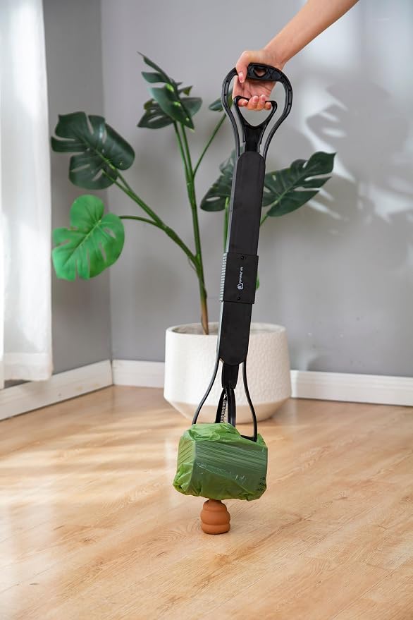 Mr. Peanut's 32" Tall Profile Pooper Scooper, ABS Frame & Waste Bin with Double Spring Clamp, Lightweight Design, Simple One Click Assembly