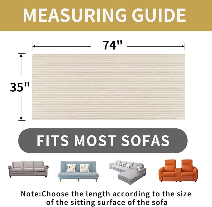 HAOMAIJIA Waterproof Couch Cover for Dogs Washable,Faux Fur Pet Couch Covers for Sofa,Soft Dog Bed Cover Non-Slip Couch Covers for 3 Cushion Couch Sofa Pet Friendly (Off White, 35" x 74")