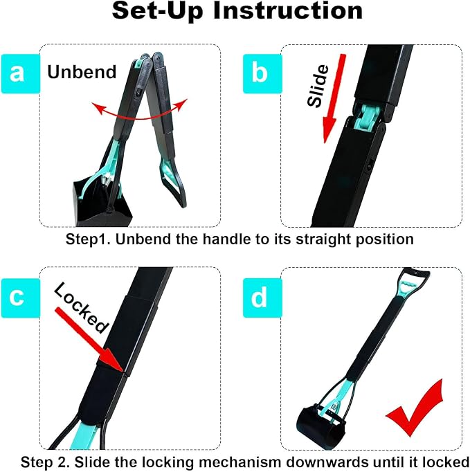 ienjoyed 2-Pack Pooper Scooper for Large Small Dogs Heavy Duty, 32" Long Handle Poop Scoop for Yard, Grass, Gravel, Dog Poop Grabber with High Strength Material