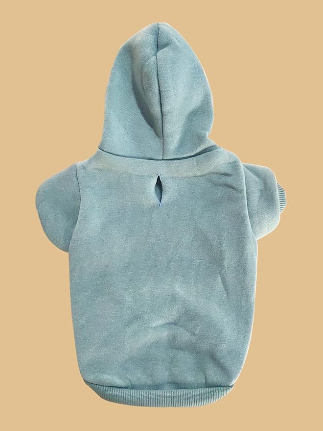 QWINEE Basic Dog Hoodie Sweatshirt Puppy Sweater Warm Cat Costumes Pet Clothes for Chihuahua Puppy Kitten Small Medium Dogs Cadet Blue Small