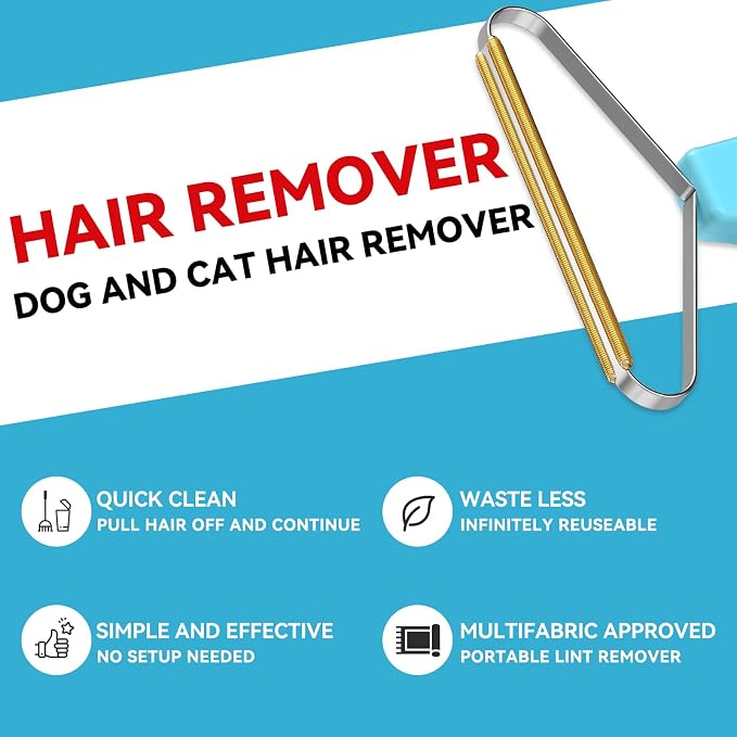 Pet Hair Remover 3-Pack,Dog Cat Fur Tool,Portable Carpet Scraper | Multi Purpose Pet Hair Removal Brush, Fits Carpets Clothes Car Mats Couch Pet Bed Furniture, Removes Fur Lint & Fuzz