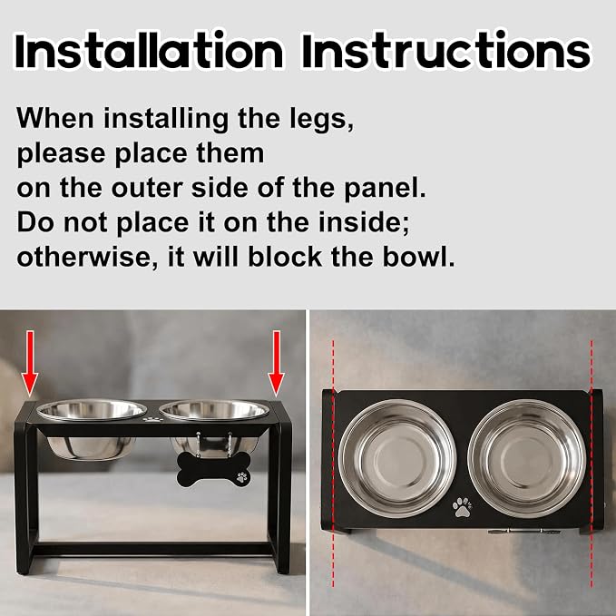 Metal Elevated Dog Bowls, Raised Dog Bowls for Medium/Large Sized Dogs with 2 Thick 58oz Stainless Steel Food Bowls, 10'' Tall Dog Bowl Stand Protect Neck & Joints