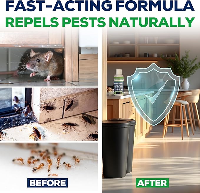 Peppermint Insect & Pest Control Best Value Concentrate - Repels Insects & Pests for Home, Indoor, Outdoor, Garden - Maximum Strength Concentrate (Makes Half Gallon RTU) 4 oz