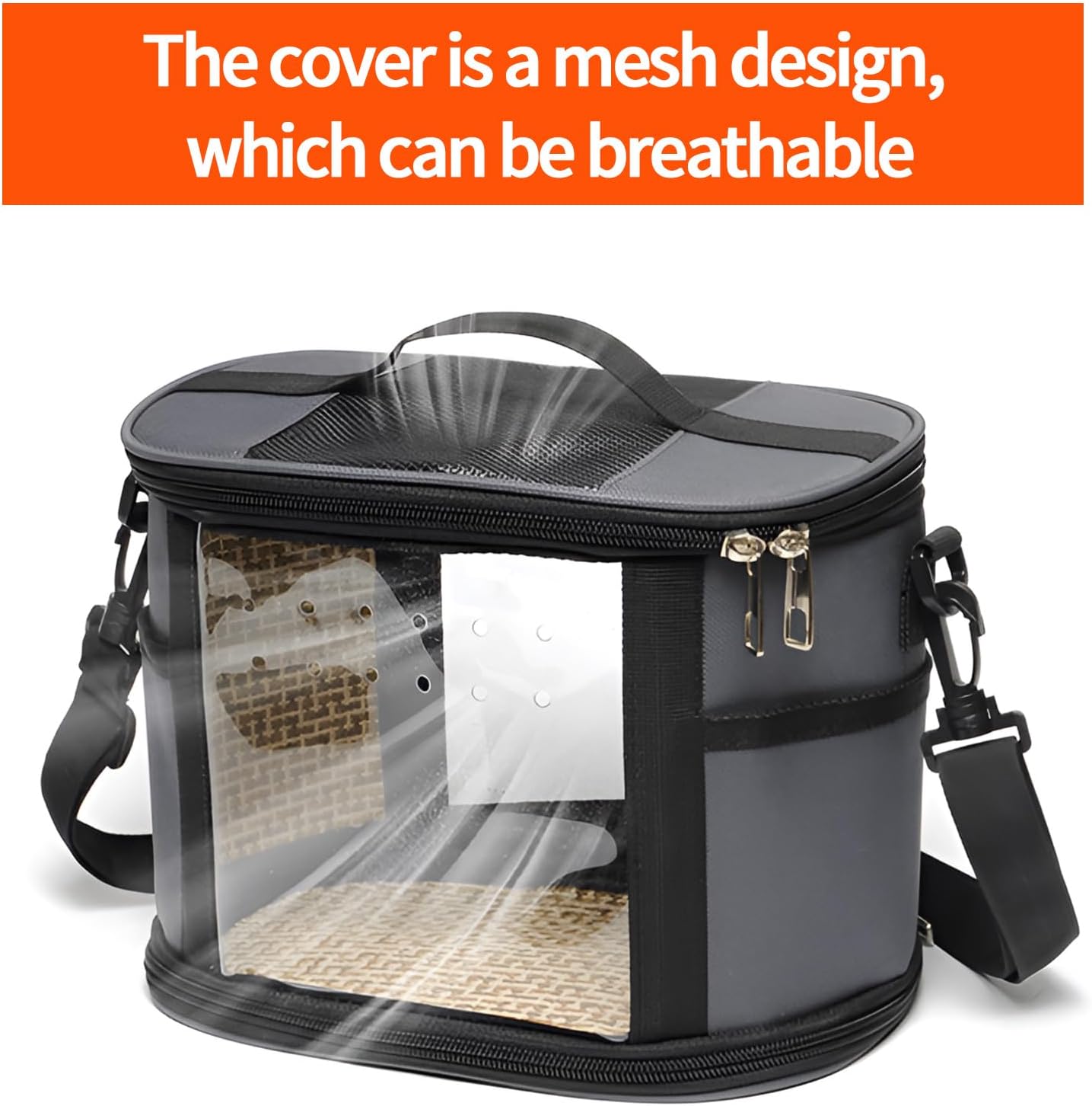 Bird Travel Carrierm, Small Bird Travel Backpack Carrier Cage with Tray and Breathable Clear Window, for Parakeet Cockatiel Budgies, for Camping Hiking (Gray)
