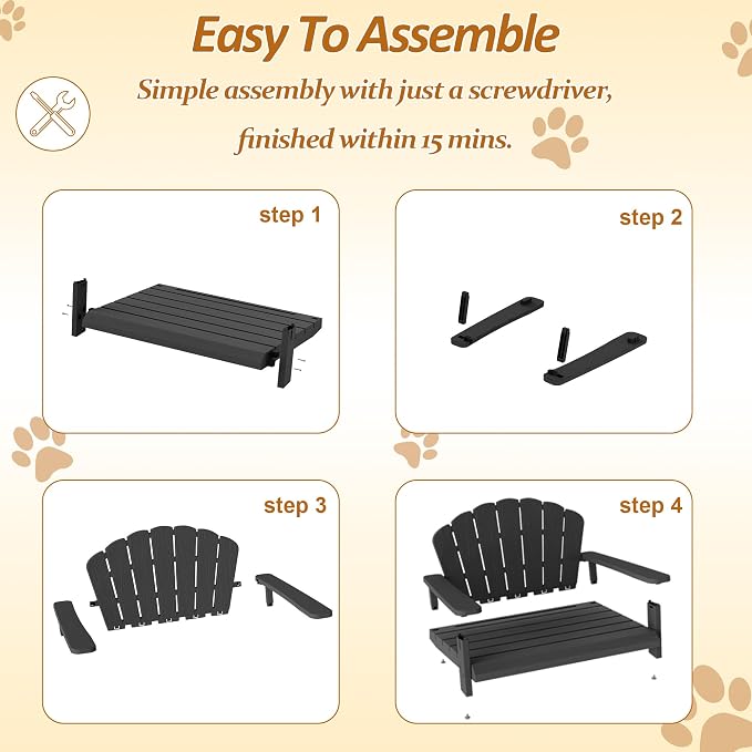 Outdoor Dog Bed, Elevated Dog Bed,Indoor&Outdoor Pet Furniture(Black) | Waterproof Dog Couch,Sturdy Dog Patio Lounge Chair,Chew Resistant Outdoor Dog Furniture for Small&Medium Dogs