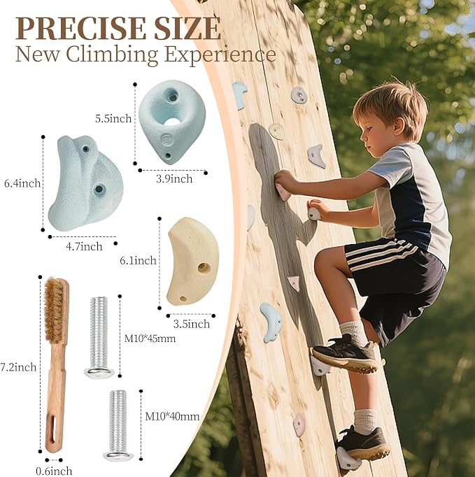 Premium Resin Rock Climbing Holds for All Ages, Large Training Rock Climbing Wall Grips Indoor/Outdoor, Rock-Like Texture Climbing Wall with Mounting Hardware