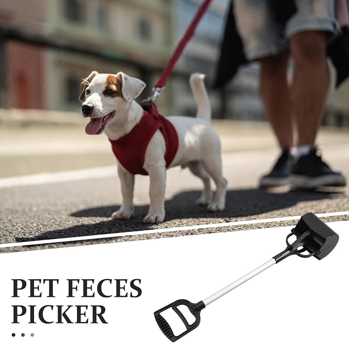 CALLARON Pooper Scooper Dog Waste Picker with Long Handle 27.55In Portable Pet Poop Scooper for Outdoor Waste Cleanup Easy Scoop Mouth Ergonomic Grip