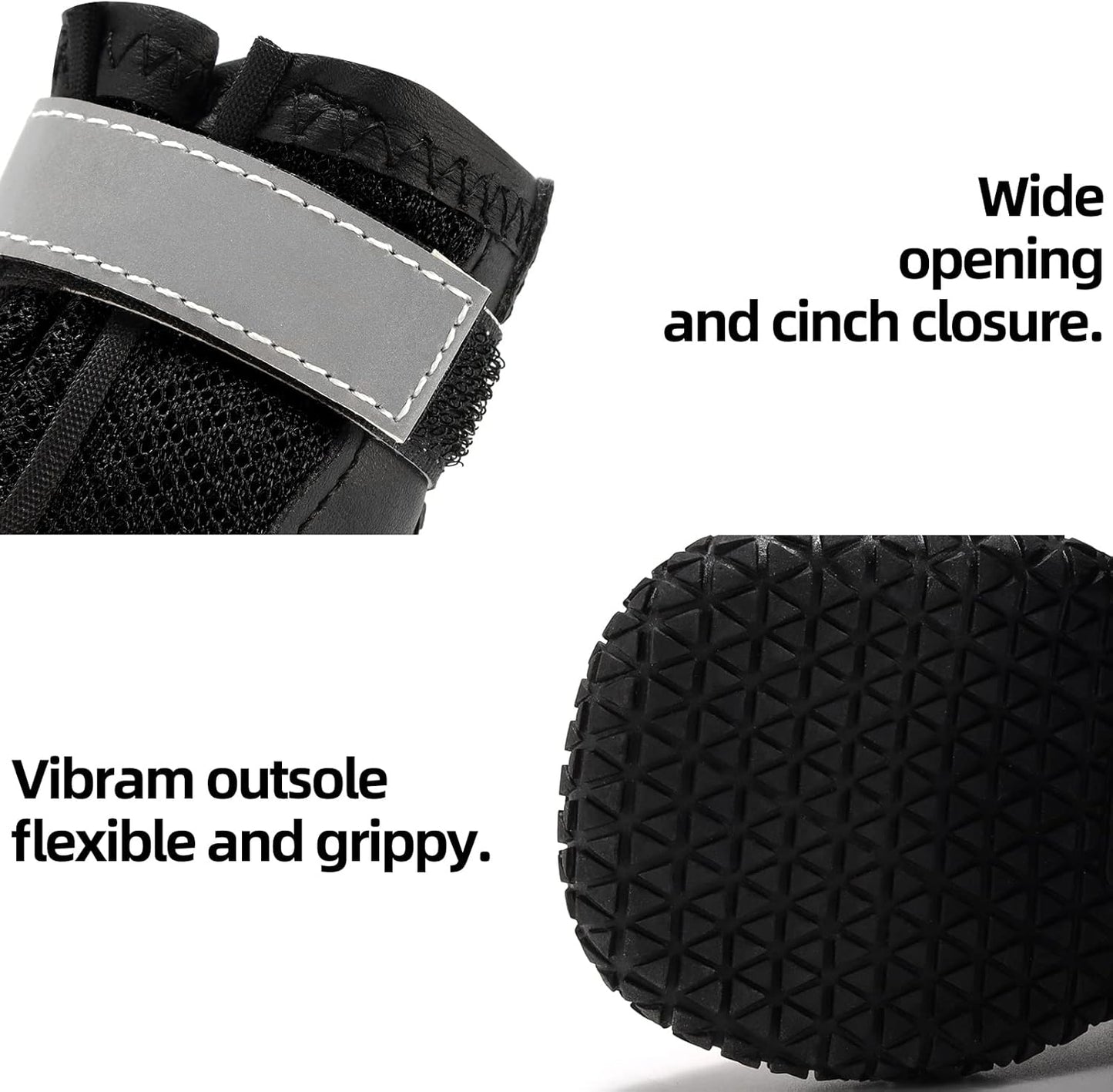 Hcpet Dog Boots for Large Dogs, Dog Shoes for Hot Pavement Winter Snow, Paw Protector Dog Booties Designed for Comfort and Breathability, Outdoor Booties for Small Medium Dogs for Hiking Black Size 8