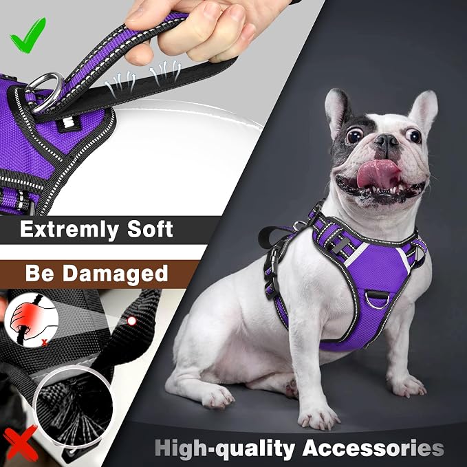 Service Dog Vest No Pull Dog Harness with 7 Dog Patches, Reflective Pet Harness with Durable Soft Padded Handle for Puppies, Small, Medium, Large, and Extra-Large Dogs
