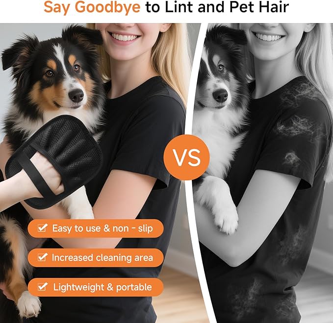 AOBIS Pet Hair Remover Gloves for Cats & Dogs - Reusable Electrostatic Pet Hair Gloves, Fur Removal Tool for Home, Car Seats