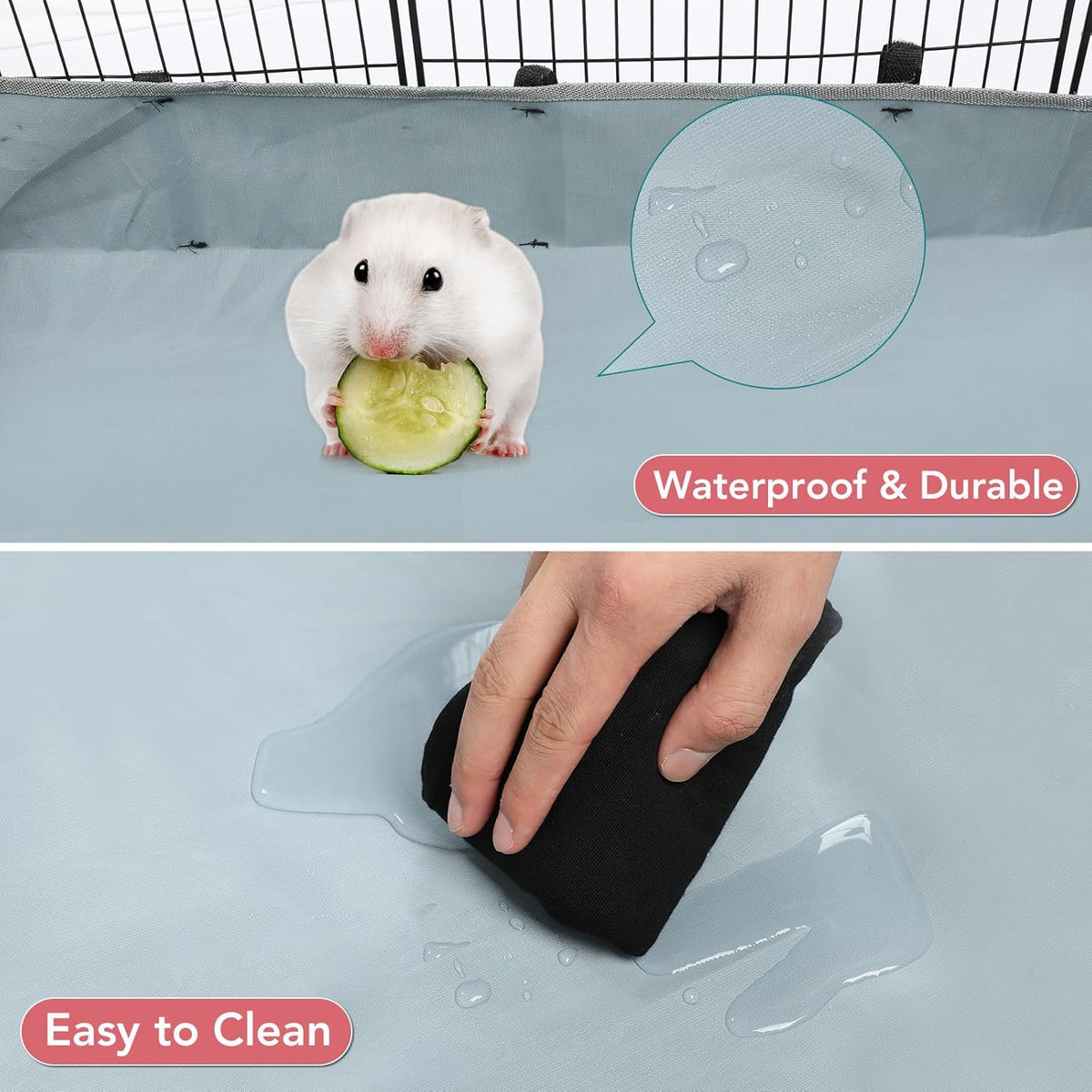 20 Panels Small Animal Playpen, 48" x 24" x 16" Pet Playpen with Waterproof Mat, C&C Cage for Guinea Pigs, Rabbit/Bunny/Baby Chicken Cage,Bunny/Puppy/Chicken Pen Indoor Outdoor Portable Metal Fence