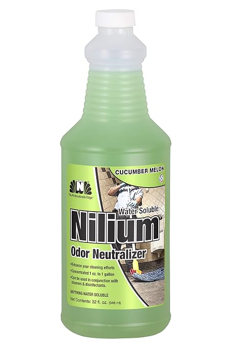 Nilodor Nilium Water Soluble Odor Neutralizer Concentrate, Cucumber Melon, 1 Quart, 32 oz, (32 WSCM) 10" Height, 3.25" Width