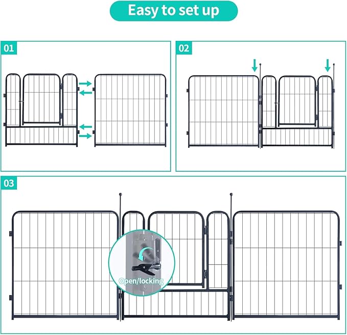 Dog Playpen,Portable Outdoor Dog Fence, Playpen for Large/Medium/Small Dogs, Dog Fences for The Yard,with Doors Foldable Metal Dog playpen (32 Panels, 45 inch)