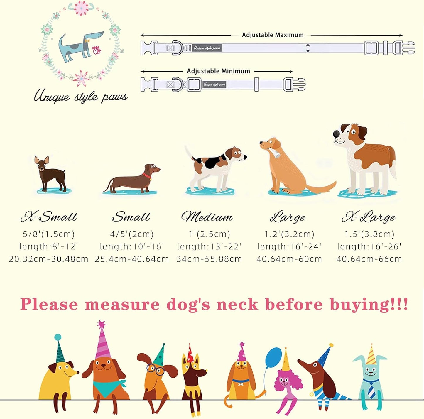 Unique style paws Cartoon Dog Collar with Bow Spring Summer Collar with Flower Lemon Crab for Small Medium Large Boys Girls Dogs