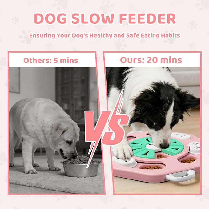 MateeyLife Dog Puzzle Toy for Smart Dogs, Mental Stimulation Dog Enrichment Toys, Treat Dispensing Dog Toys to Keep Them Busy for Small and Medium Dogs, IQ Training Puzzle Feeder, Level-2 (Pink)