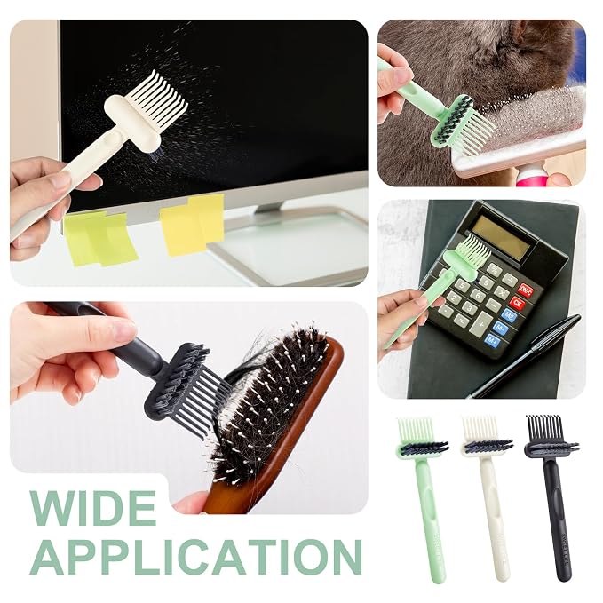 Hair Brush Comb Cleaning Tool Comb,2-in-1 Hair Brush Cleaner Tool, Portable Remover Rake for Removing Hair Dust, Home and Salon Use (Green)