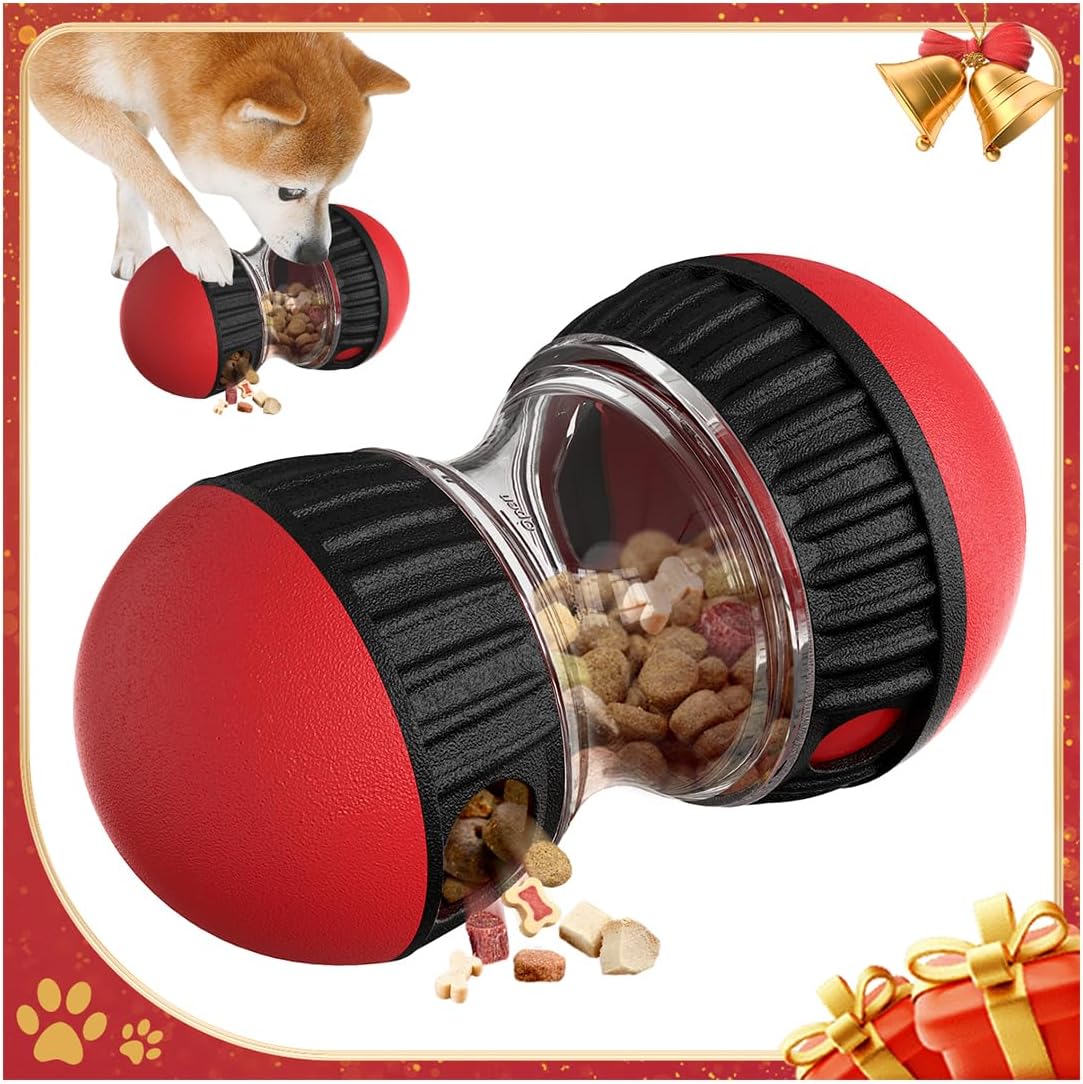 Interactive Dog Puzzle Toys, Brain Stimulation Rolling Treat Dispenser Ball & Slow Feeder Combo for Dogs to Keep Them Engaged and Busy
