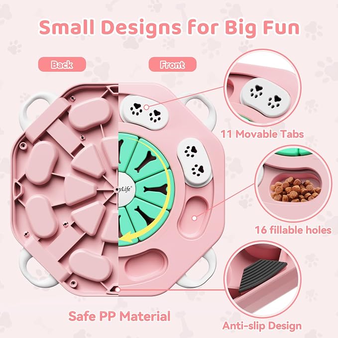 MateeyLife Dog Puzzle Toy for Smart Dogs, Mental Stimulation Dog Enrichment Toys, Treat Dispensing Dog Toys to Keep Them Busy for Small and Medium Dogs, IQ Training Puzzle Feeder, Level-1 (Pink)