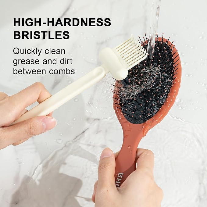 RHOS 2-in-1 Hair Brush Cleaner Tool, Comb Cleaner for Removing Hair and Dust, Ideal for Home, Salon Use (2 Pack - Beige)
