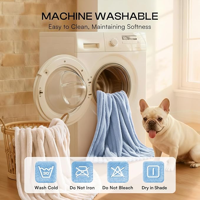 LINENLUX 1 Pack 3 Soft Dog Blanket Washable Warm Fleece Cat Blankets for Pet Puppy Fluffy Calming Flannel Pink/White/Blue Medium
